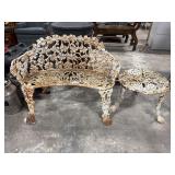 Vtg Cast Steel Grape Vine Bench & Table.