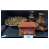 Breininger Pottery Bowl & Candlestick Holders.