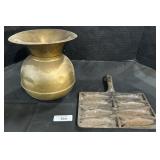 Cast Iron Fish Corn Sick Pan, Brass Spittoon.