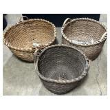 3 Large Primitive Laundry Baskets.