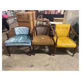 Mid Century Modern Cane Backed Barrel Chairs.