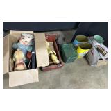 Snoopy & Popeye Trash Cans, Toys, FB Plates.