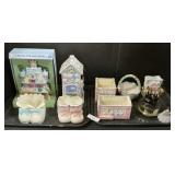 Lefton, RB, Reubens Baby Themed Planters, Houses.