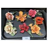 7 Capodimonte, Arnart, Fabar Porcelain Flowers.