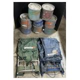 8 Galvanized Bait Cans & 2 Backpacks.