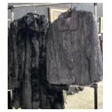 2 Womenï¿½s Faux Fur Coats + Hat & Muffs.