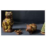 Redware Pottery Animals & Pig Still Bank.