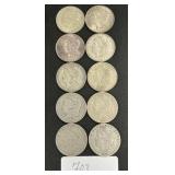 10 90% Silver Morgan Dollars.