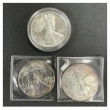 3 .999 Fine Silver Eagle Coins.