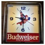 Budweiser Bud Man Light Up Advertising Clock.