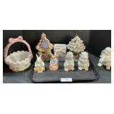Easter Bunny & Basket Figurines, Bird Houses.