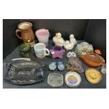 Souvenir Ashtrays, Shot Glass, Mug, Blown Glass.