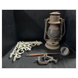 No.2 Kerosene Lantern, Cast Iron Shelf Brackets.