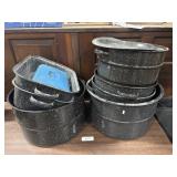 (7) Vtg Enamel-on-Steel Canning Pots.