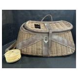 Vintage Woven Wicker Fishing Creel Basket.