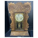 New Haven Clock Co, Floral Carved Parlor Clock.