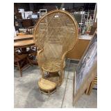 Vtg Rattan Peacock Chair.