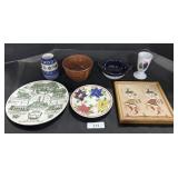 Redware Flower Pot, Pottery & Sand Art.