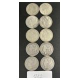10 90% Silver Morgan Dollars.