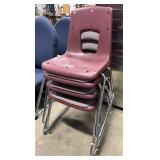 (4) Stackable Classroom Chairs.