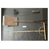 Vintage Wooden Shovel & Rake, Brander.