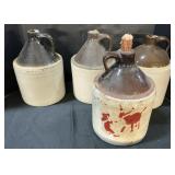 Lot Of 4 Two Tone Stoneware Jugs.