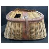 Vintage Wicker Fishing Creel Basket.