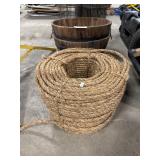 (2) Wooden Planters, Coil of Manila Rope,