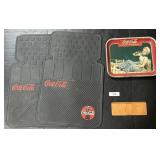 Coca Cola Adv, Car Mats, Serving Tray, Wallet.