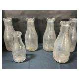 6 Milk Bottles, Cacoosing & Independent Dairy.