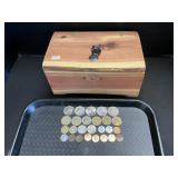 Cedar Chest, Steel & Wheat Pennies, Foreign