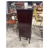 Mahogany Veneer Jewelry Armoire.