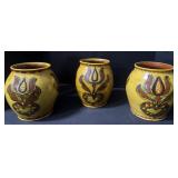 3 Breininger Pottery Redware Vases.