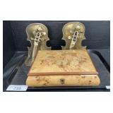 Brass Violin Shaped Bookends & Italian