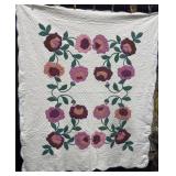 Vintage Handmade Flower Quilt.