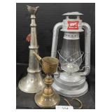 Miller High Life Lantern, Silver Speaking Trumpet.