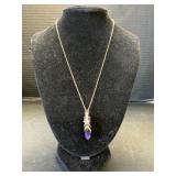 Sterling Silver And Amethyst Pendant.