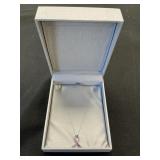 14K White Gold & Diamond Breast Cancer Necklace.