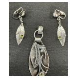 Sterling Silver & Apatite Pendant & Earrings Set.