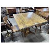 Solid Maple Pedestal Dining Table & Chairs.