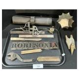Still Bank, Plumb Bob, Brass Reel, Leather Case.