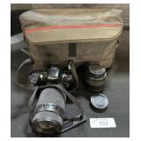 Minolta Film Camera W/ Lenses & Carry Bag.
