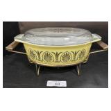Pyrex Golden Classic Casserole Dish W/ Lid & Stand