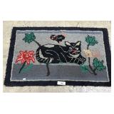 Cat Hooked Rug.