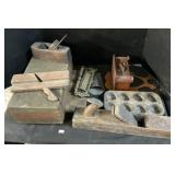 Antique Planes, Baking Molds, Wooden Boxes.