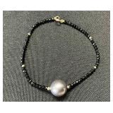 14K Gold, Pearl & Onxy Bracelet.