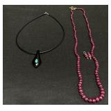 14 KT Ruby Necklace, Sterling Silver Necklace.