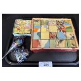Glass Ornaments & Childrenï¿½s Puzzle Blocks.