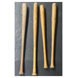 4 Vintage Wooden Baseball Bats.