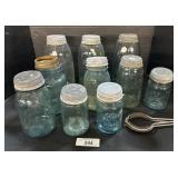 Aqua Glass Ball & Mason Jars, Jar Oppener.